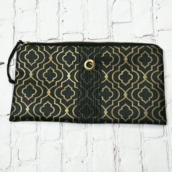 Alaina Marie Handbags - AM Alaina Marie Black Gold Clutch Women Purse Bag